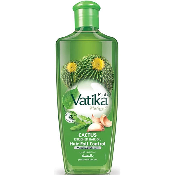 روغن مو ضد ریزش کاکتوس واتیکا اصل با عصاره کاکتوس و سیر 200 میل | Vatika Cactus Enriched hair oil hair fall control 200ml